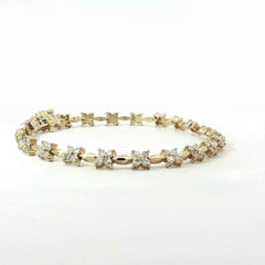 14k Yellow and White  Gold 2.00ct G VS2 Round Diamond Flower Bracelet