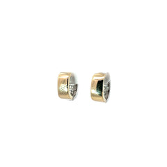 14K TWO TONE 1CT 1/2" G VS2 ROUND DIAMOND HUGGIE EARRINGS