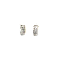 14K TWO TONE 1CT 1/2" G VS2 ROUND DIAMOND HUGGIE EARRINGS