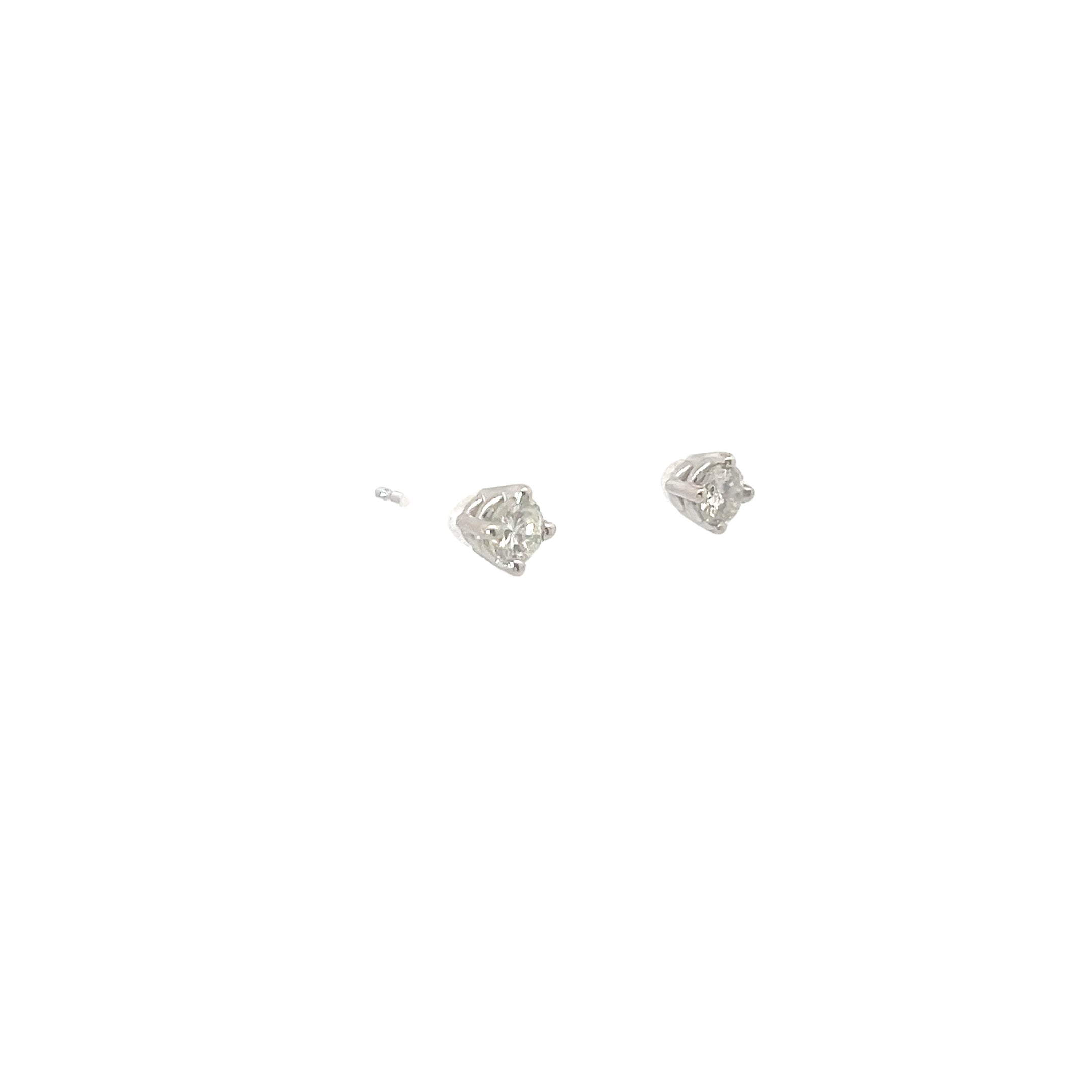 14k White Gold .43ct H VS2 Round Diamond Stud Earrings