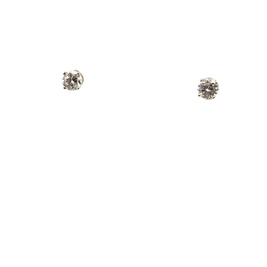 14k White Gold 1.20ct F SI1 Round Diamond 4 Prong Stud Earrings