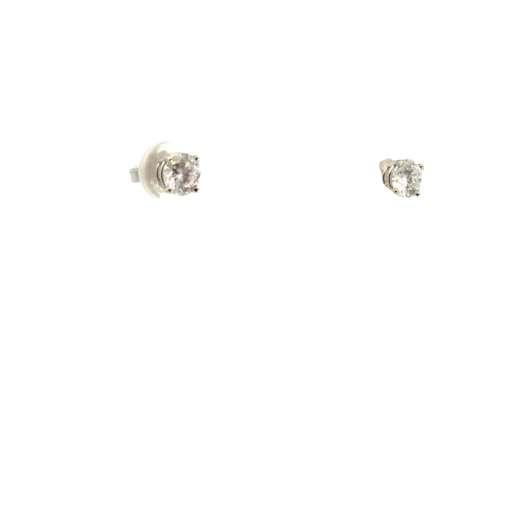 14k White Gold 1.20ct F SI1 Round Diamond 4 Prong Stud Earrings
