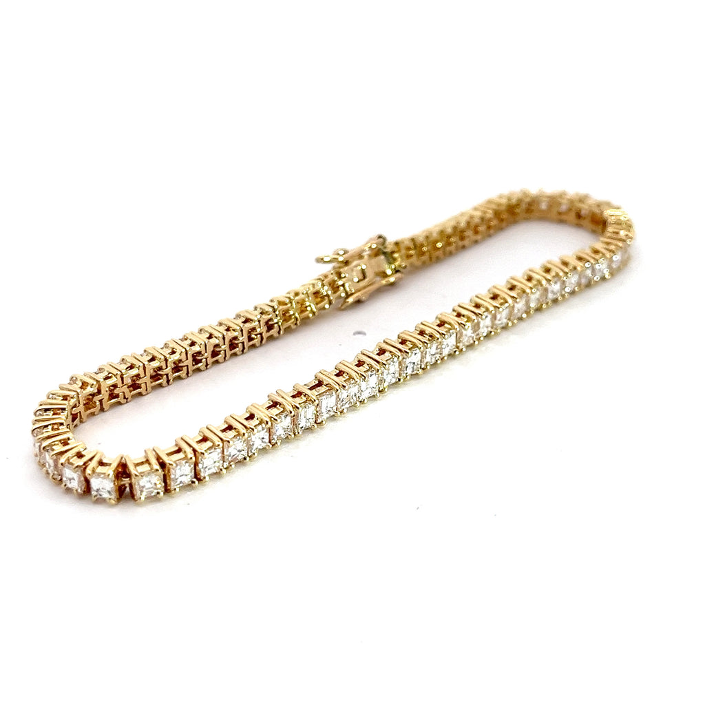18k Yellow Gold 7.18ct E VS2 63 Asscher Cut Diamond Tennis Bracelet