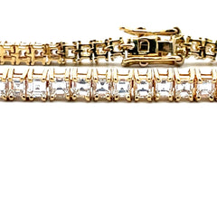 18k Yellow Gold 7.18ct E VS2 63 Asscher Cut Diamond Tennis Bracelet