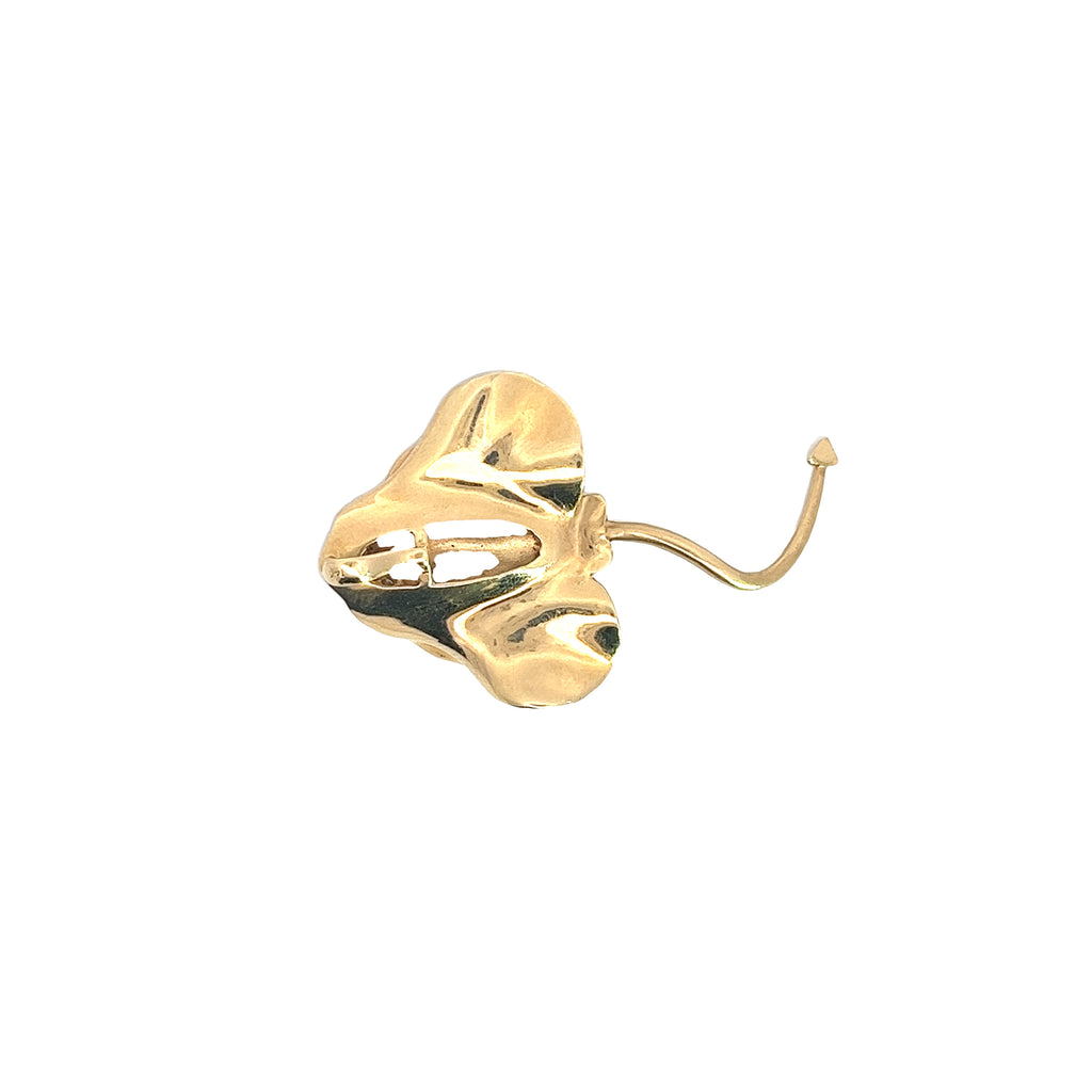 14K Yellow Gold  .05ct G SI1 Round Diamond on the Stingray Eyes Pendant 8 Gram
