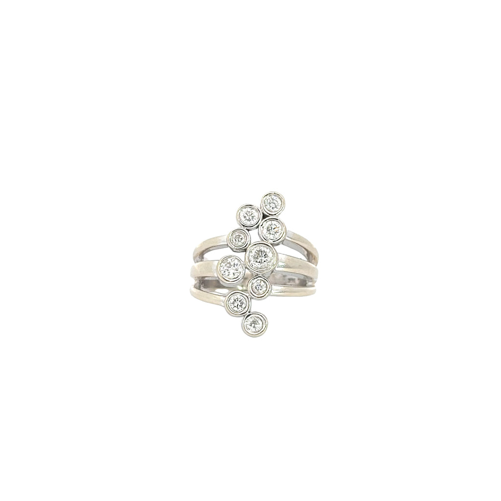14k White Gold .85ct G SI1 Round  Diamond Bubble fashion Ring