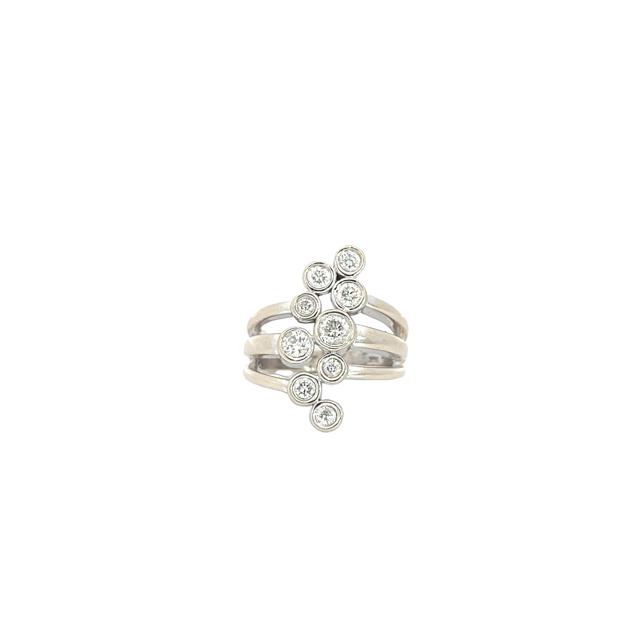 14k White Gold .85ct G SI1 Round  Diamond Bubble fashion Ring