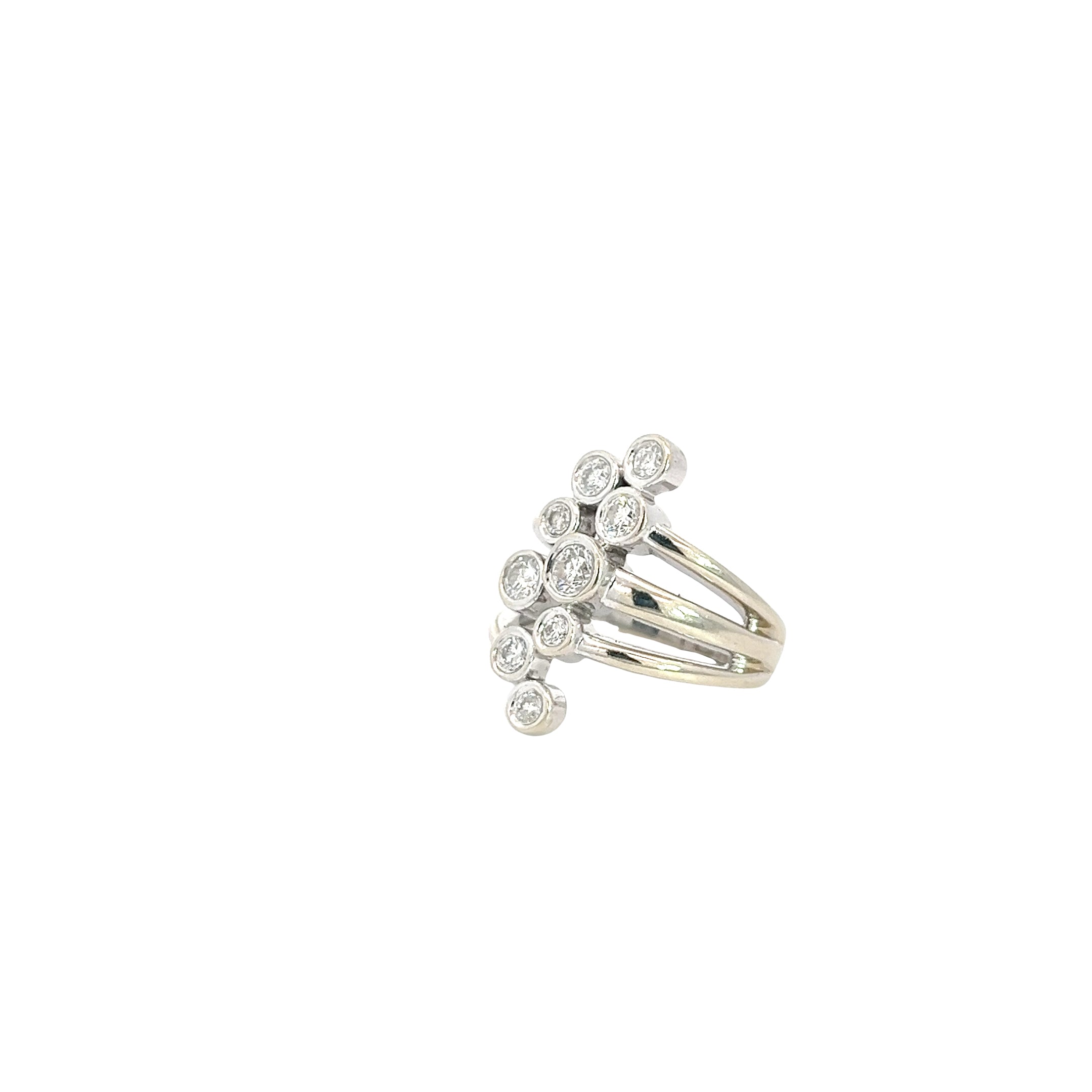 14k White Gold .85ct G SI1 Round  Diamond Bubble fashion Ring