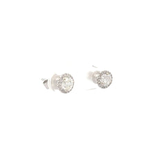 18k White Gold .75ct F SI1 Round Diamond/.15ct F SI1 Round Micro Halo Stud Earrings