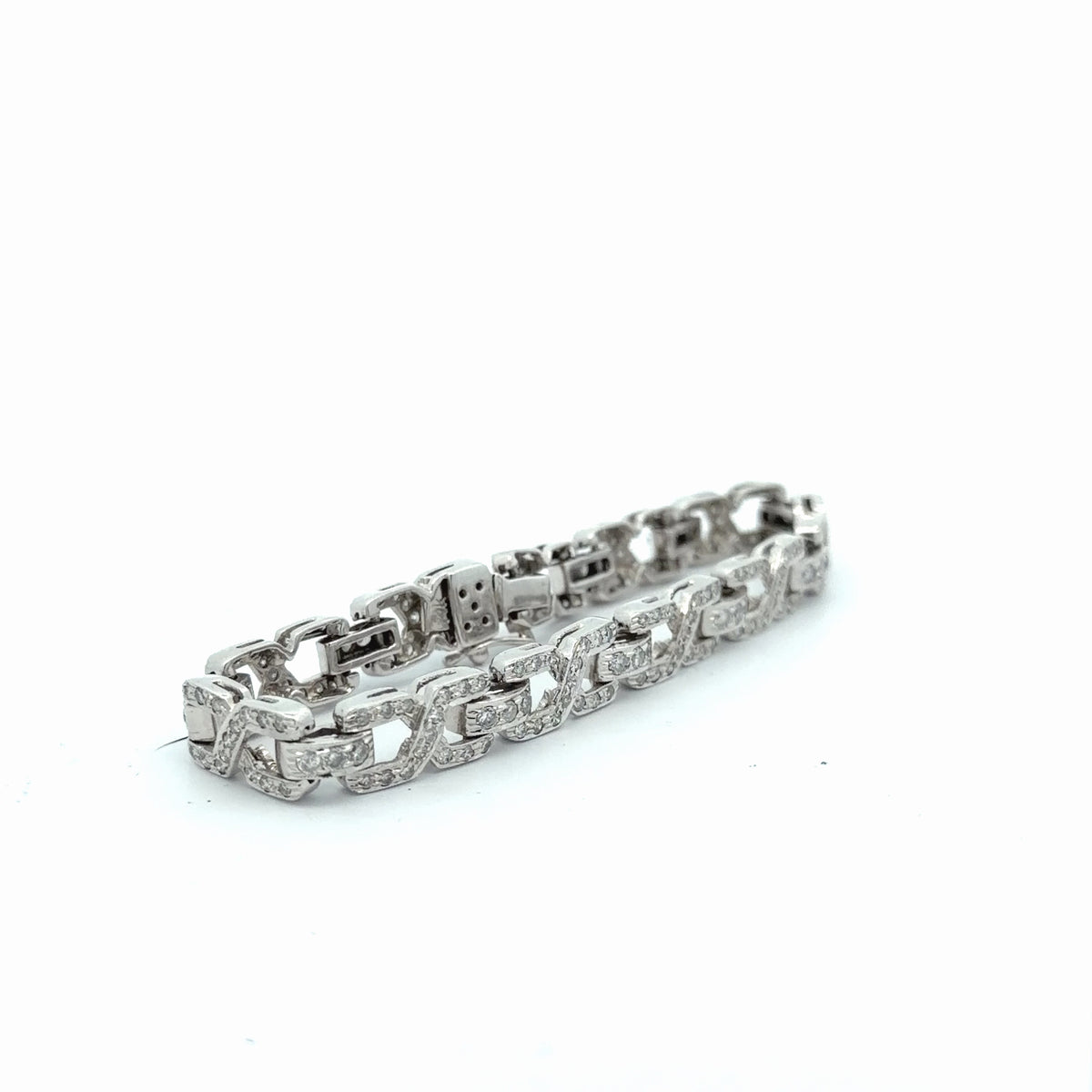 14k White Gold 3.00ct H SI1 Round Diamond X Bracelet 7"inch  21 gram