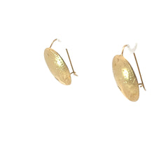14k Yellow Gold Domed Oval Floral Engraved French Hook Earrings 2 Gram 3/4" x 1/2"