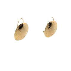 14k Yellow Gold Domed Oval Floral Engraved French Hook Earrings 2 Gram 3/4" x 1/2"
