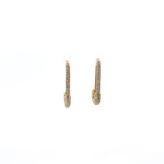 14k Yellow Gold 1ct G VS2 Safety Pin Diamond Earrings 3.5 grams 1" inch