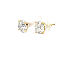 18K Yellow Gold 5.50ct H I1 Round Diamond Perfectly Matched Stud Earrings