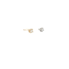 14K YELLOW AND WHITE GOLD .60CT F VS2 ROUND DIAMOND STUD EARRINGS