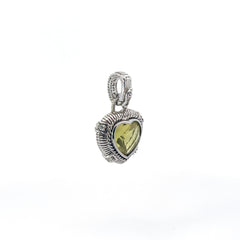 Pre-Owned Judith Ripka 925 CZ and Green Crystal Heart Enhancer Pendant