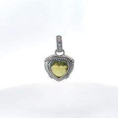 Pre-Owned Judith Ripka 925 CZ and Green Crystal Heart Enhancer Pendant