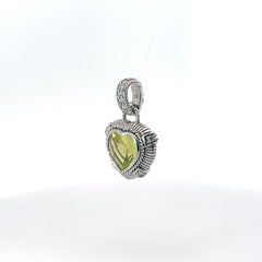 Pre-Owned Judith Ripka 925 CZ and Green Crystal Heart Enhancer Pendant