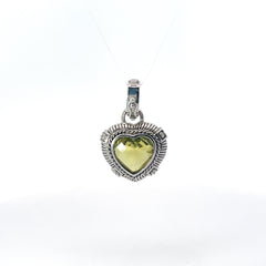 Pre-Owned Judith Ripka 925 CZ and Green Crystal Heart Enhancer Pendant