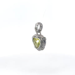 Pre-Owned Judith Ripka 925 CZ and Green Crystal Heart Enhancer Pendant