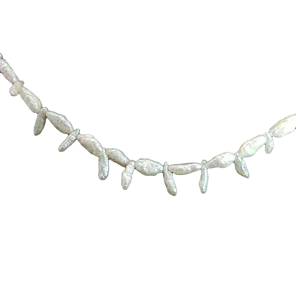 14k Yellow Gold Vintage Beaded Faux Pearl Bead Necklace 18"inch