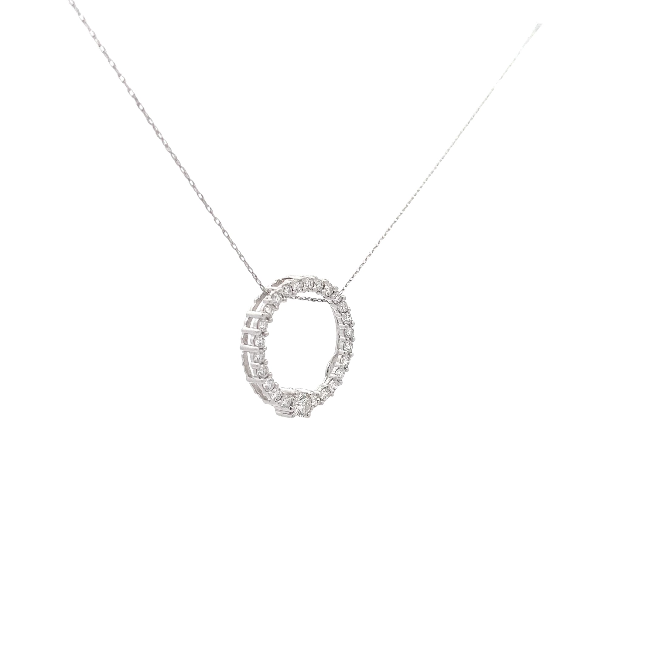 14K White Gold 1ct G VS1 Round Diamond Eternity Circle Pendant