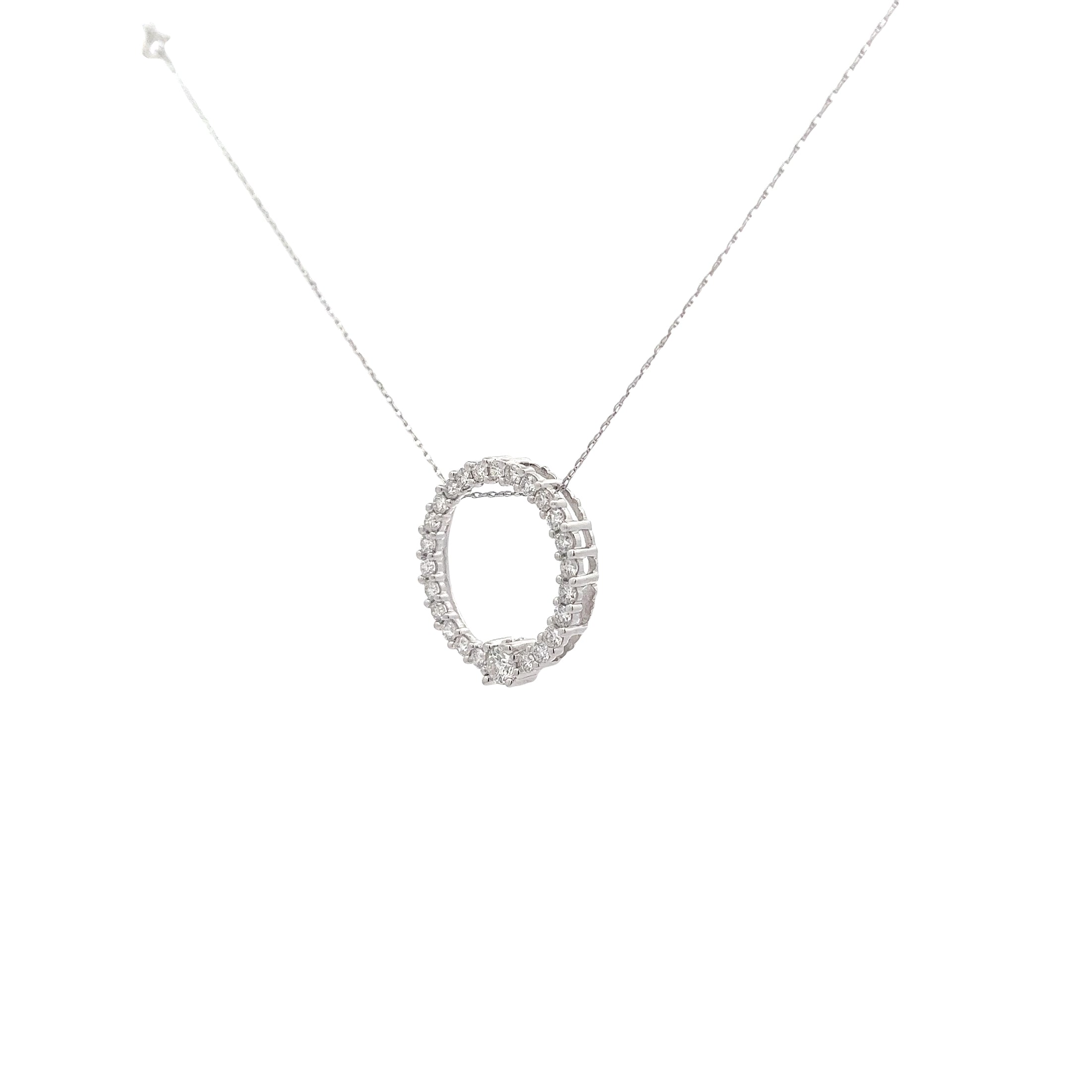 14K White Gold 1ct G VS1 Round Diamond Eternity Circle Pendant