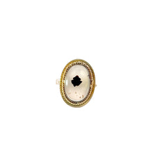 18k Yellow Gold 7.90 gram Oval White Agate Stone Vintage Ring