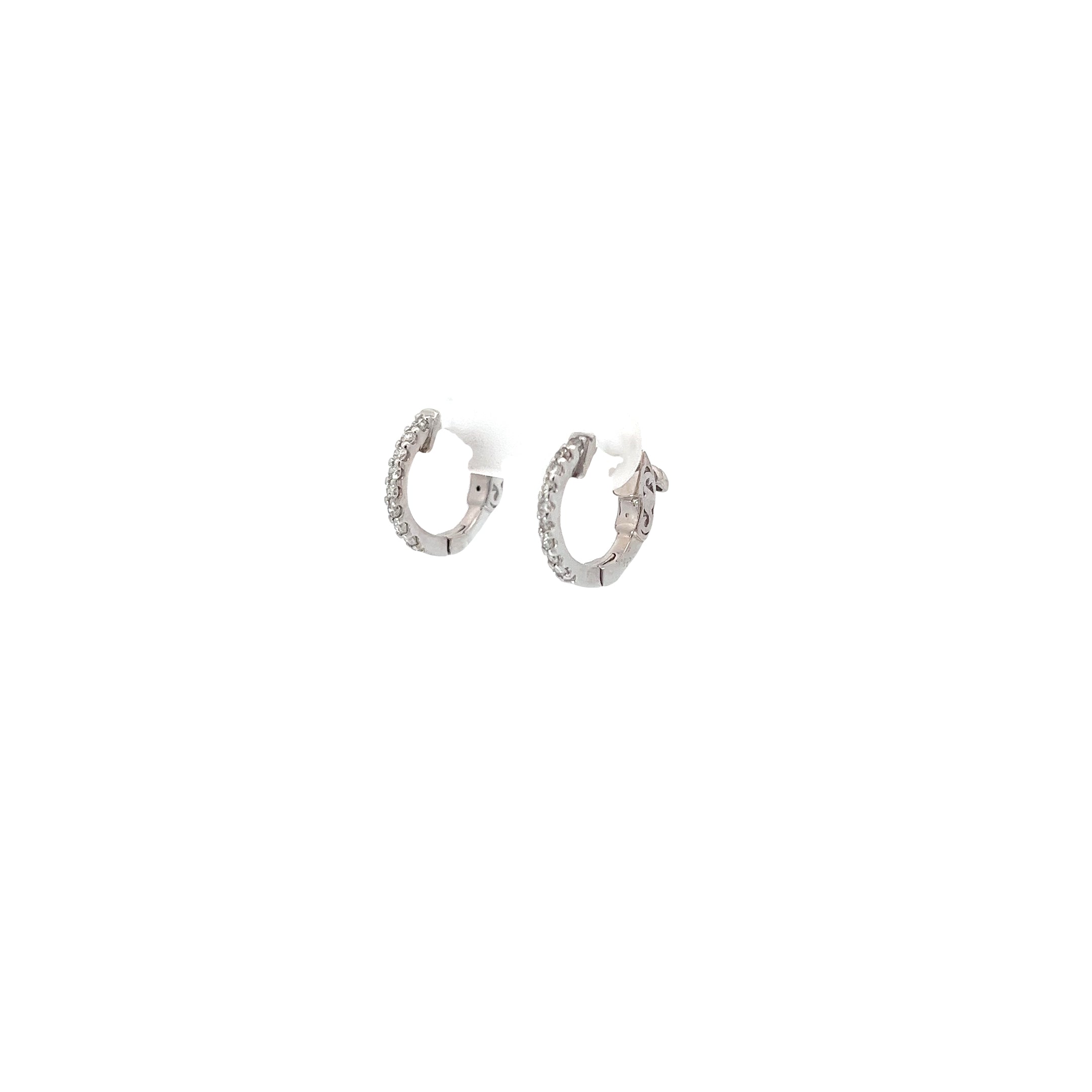 14K White Gold .18CT GSI1 DIAMOND HOOP/HUGGIES EARRING