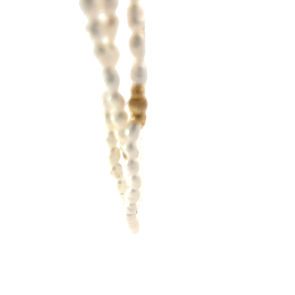 14k Yellow Gold (3) Strand Fresh Water Baroque Pearl Beaded Necklace and Bracelet Set