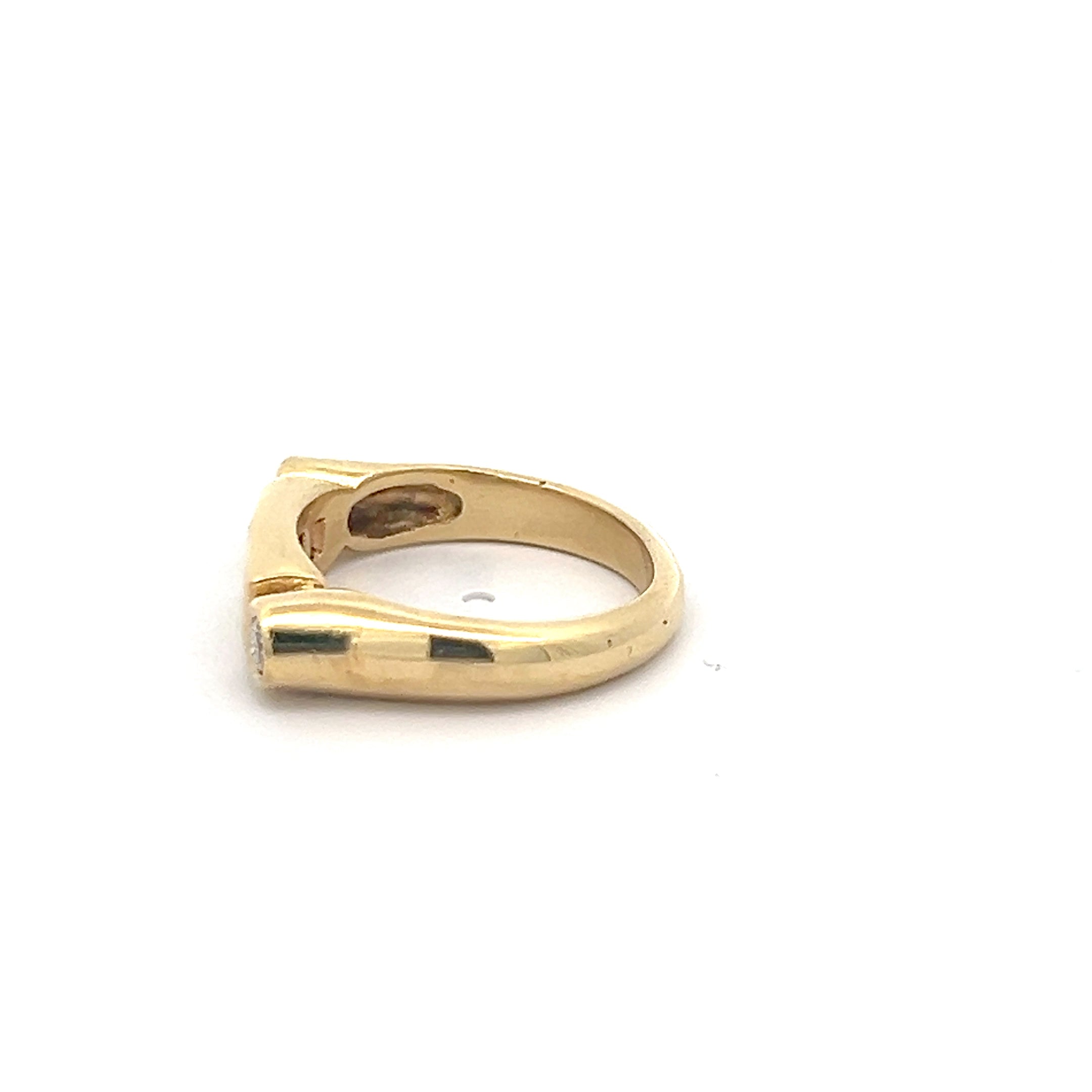 14k Yellow Gold .65ct E VS1 Princess Cut and Round Total Weight of Diamond Ring Design By German Designer