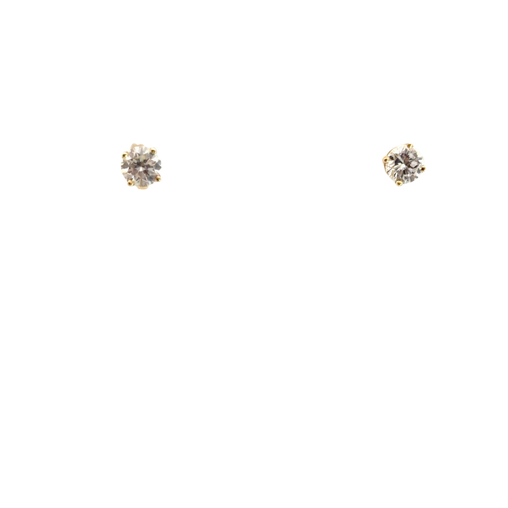 14k Yellow Gold 1.18ct G SI1 Round Diamond 4 Prong Stud Earrings