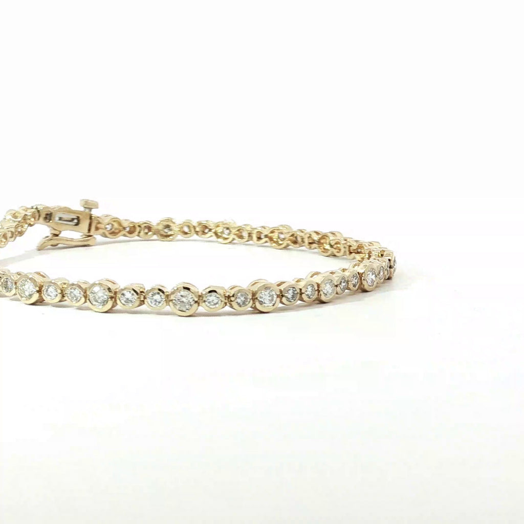 14k Yellow Gold 2.00ct G VS2 Bezel Set Diamond Tennis Bracelet
