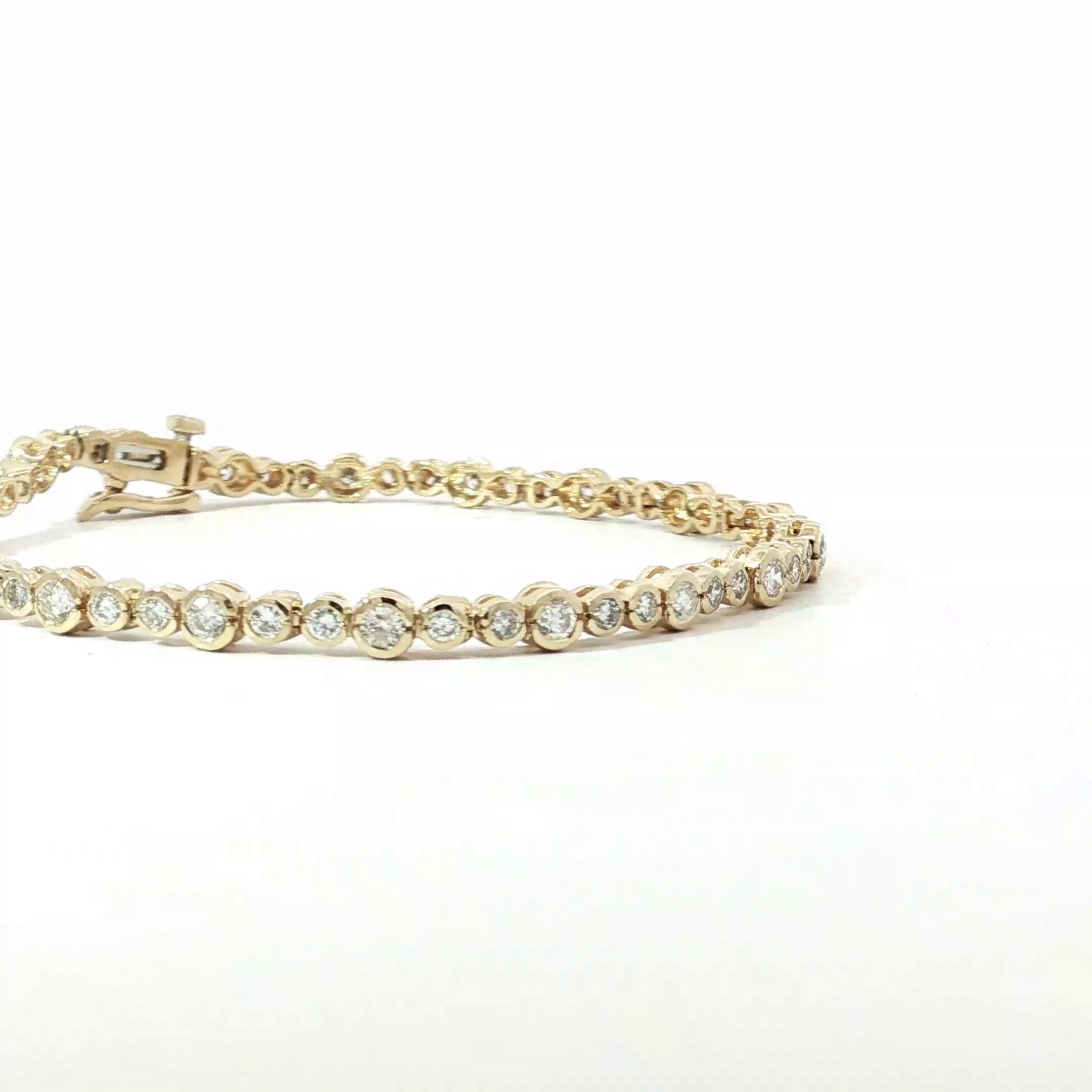 14k Yellow Gold 2.00ct G VS2 Bezel Set Diamond Tennis Bracelet