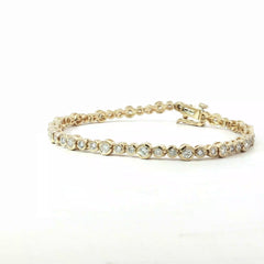 14k Yellow Gold 2.00ct G VS2 Bezel Set Diamond Tennis Bracelet