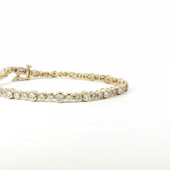 14k Yellow Gold 2.00ct G VS2 Bezel Set Diamond Tennis Bracelet