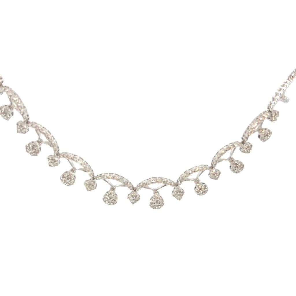 18k White Gold 5.20ct H VS2 Round Diamond Crown /Tiara Necklace 36.5 gram