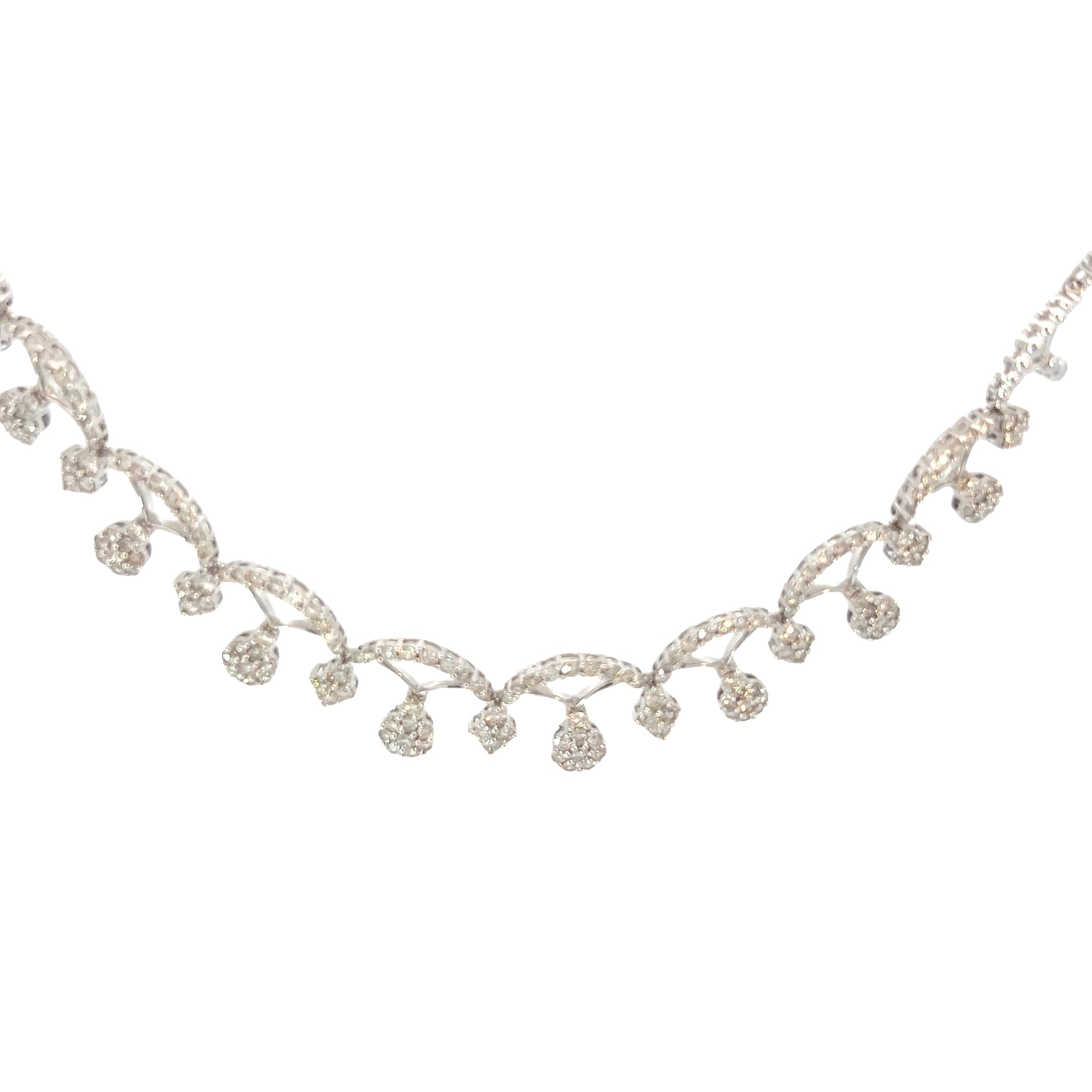 18k White Gold 5.20ct H VS2 Round Diamond Crown /Tiara Necklace 36.5 gram