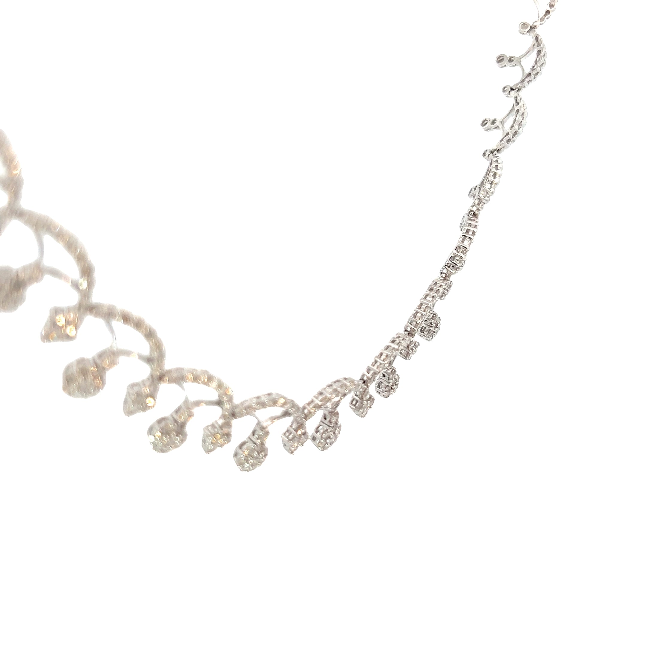 18k White Gold 5.20ct H VS2 Round Diamond Crown /Tiara Necklace 36.5 gram