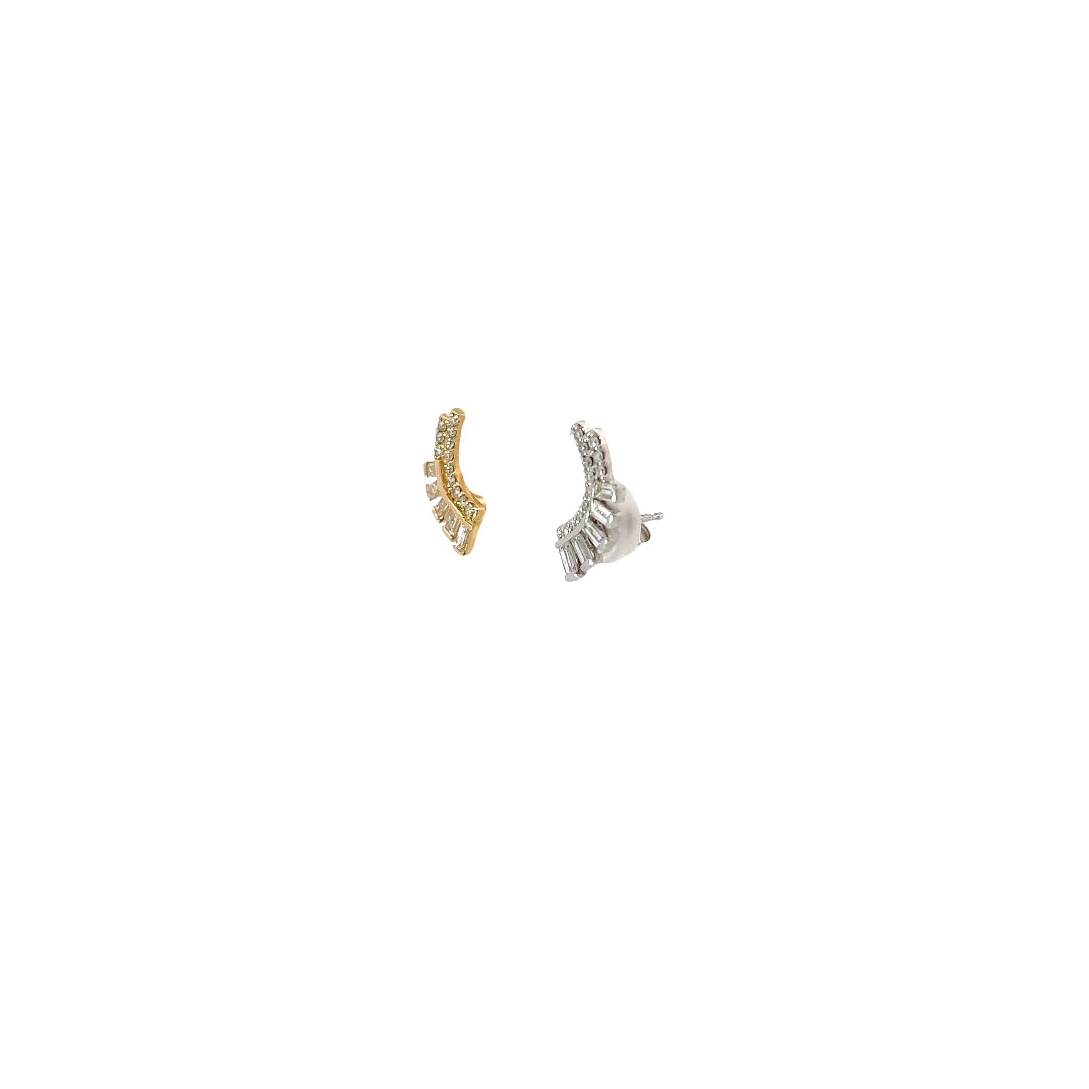 14k Yellow Gold .50ct  G VS2  Baguette and Round Diamond Climber Earrings