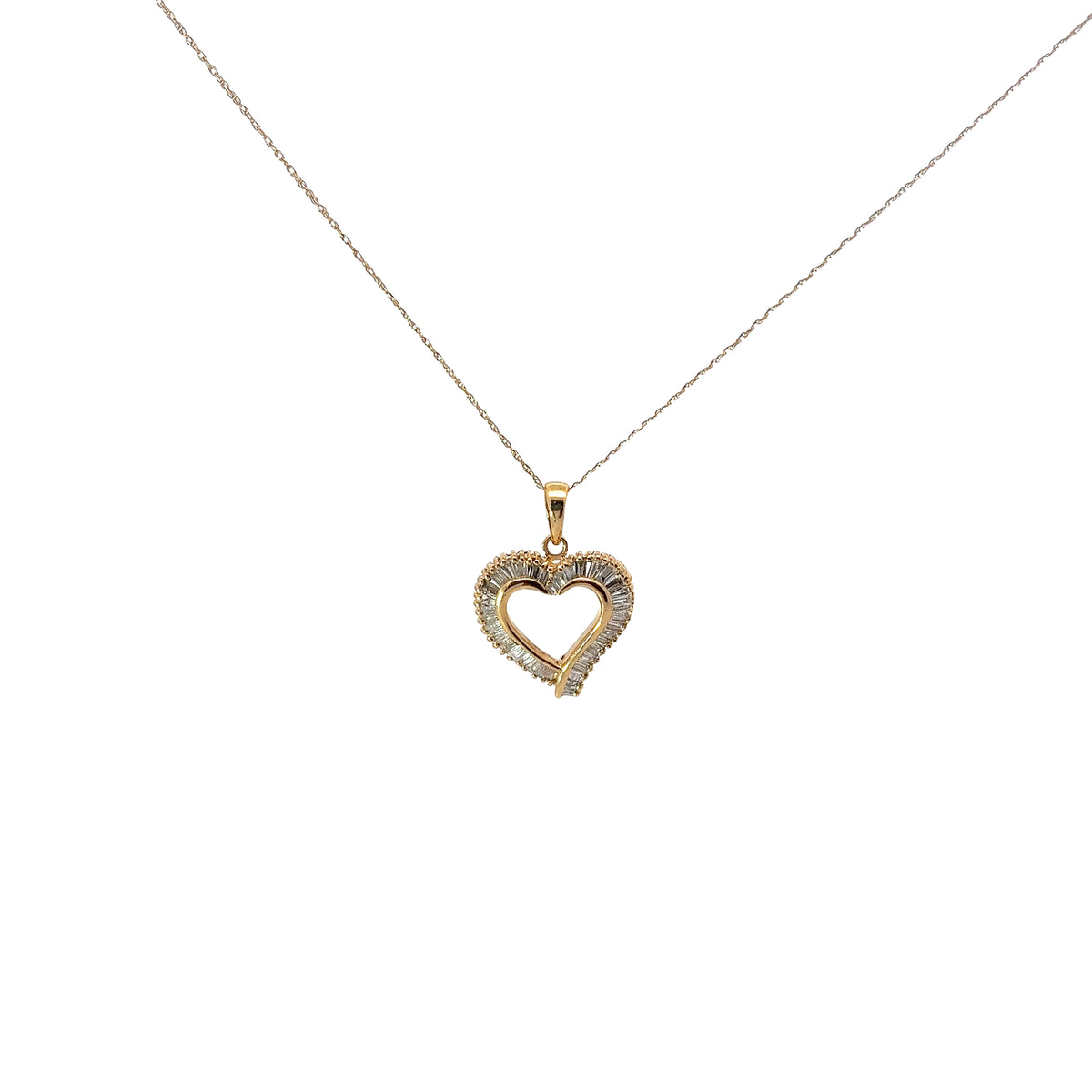 Ladies 14k yellow gold diamond heart necklace