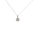 18k White Gold .61ct Center Round Diamond and along Halo .32ct G VS2 Round Diamond Solitaire Necklace