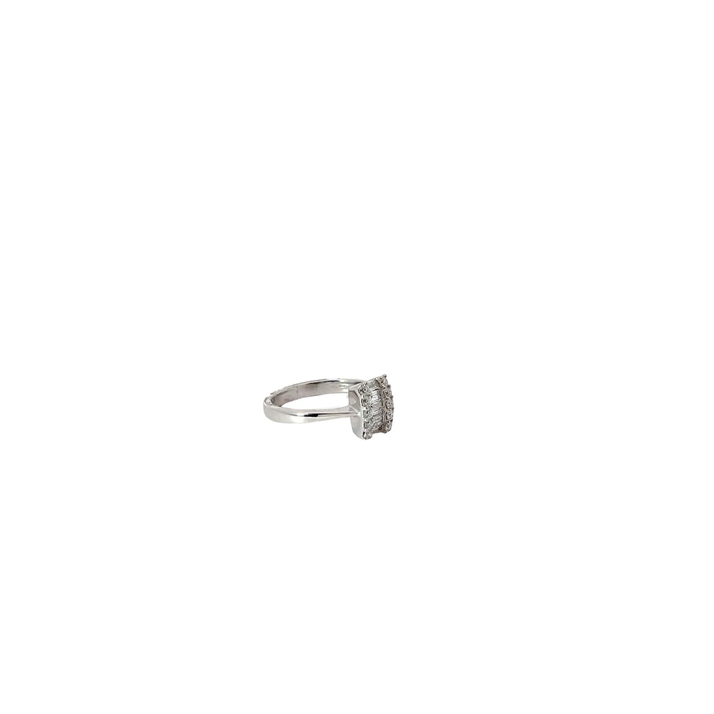 14k White Gold .50ct F VS2 Baguette and Round Diamond  Fashion Ring