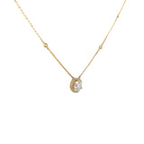 14k Yellow Gold 1.20ct F SI1 Center Round Diamond and along Halo .30ct F SI1 Round Solitaire Necklace