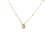 14k Yellow Gold 1.20ct F SI1 Center Round Diamond and along Halo .30ct F SI1 Round Solitaire Necklace