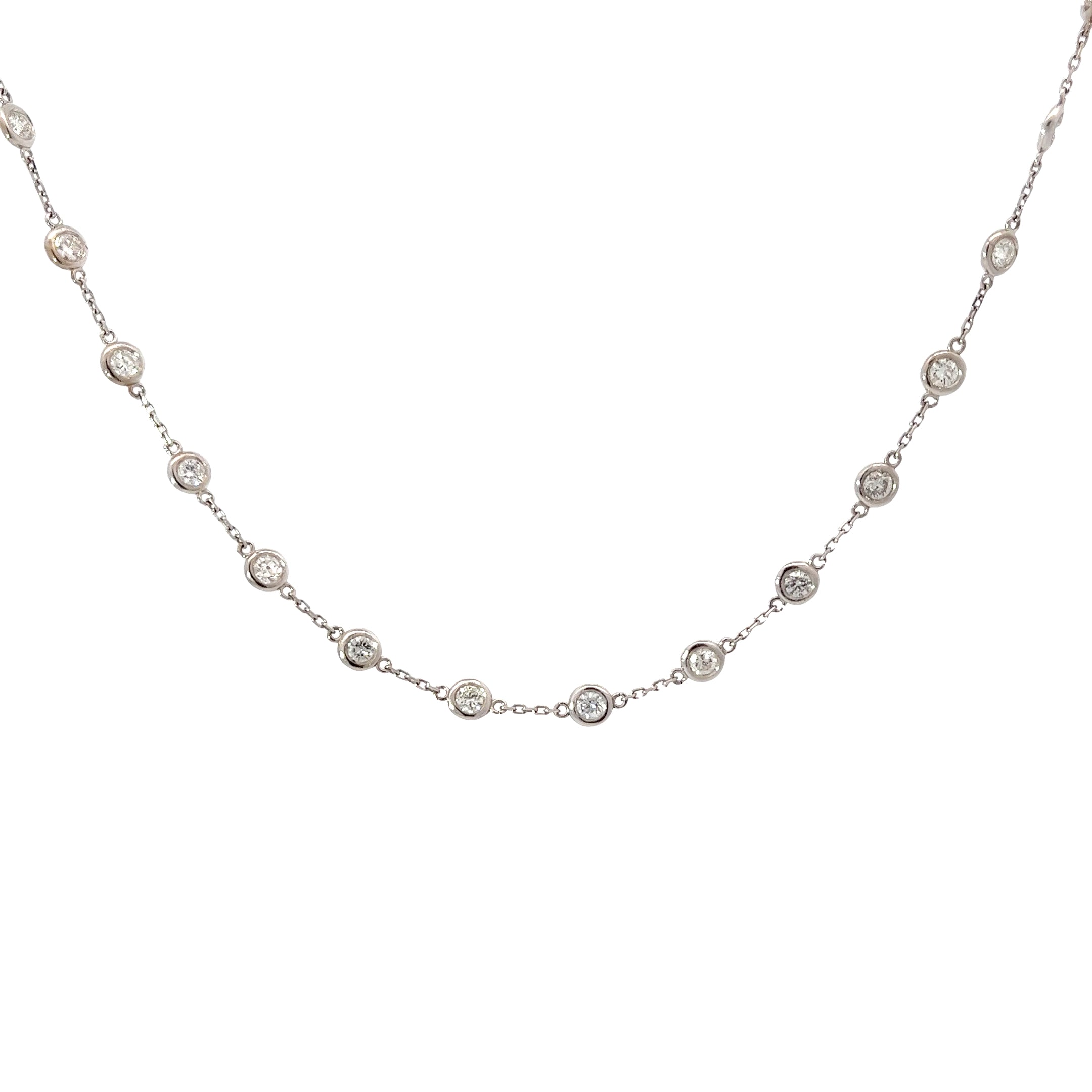 14k White Gold 4.20ct H SI1 Round Diamond by the yard Necklace