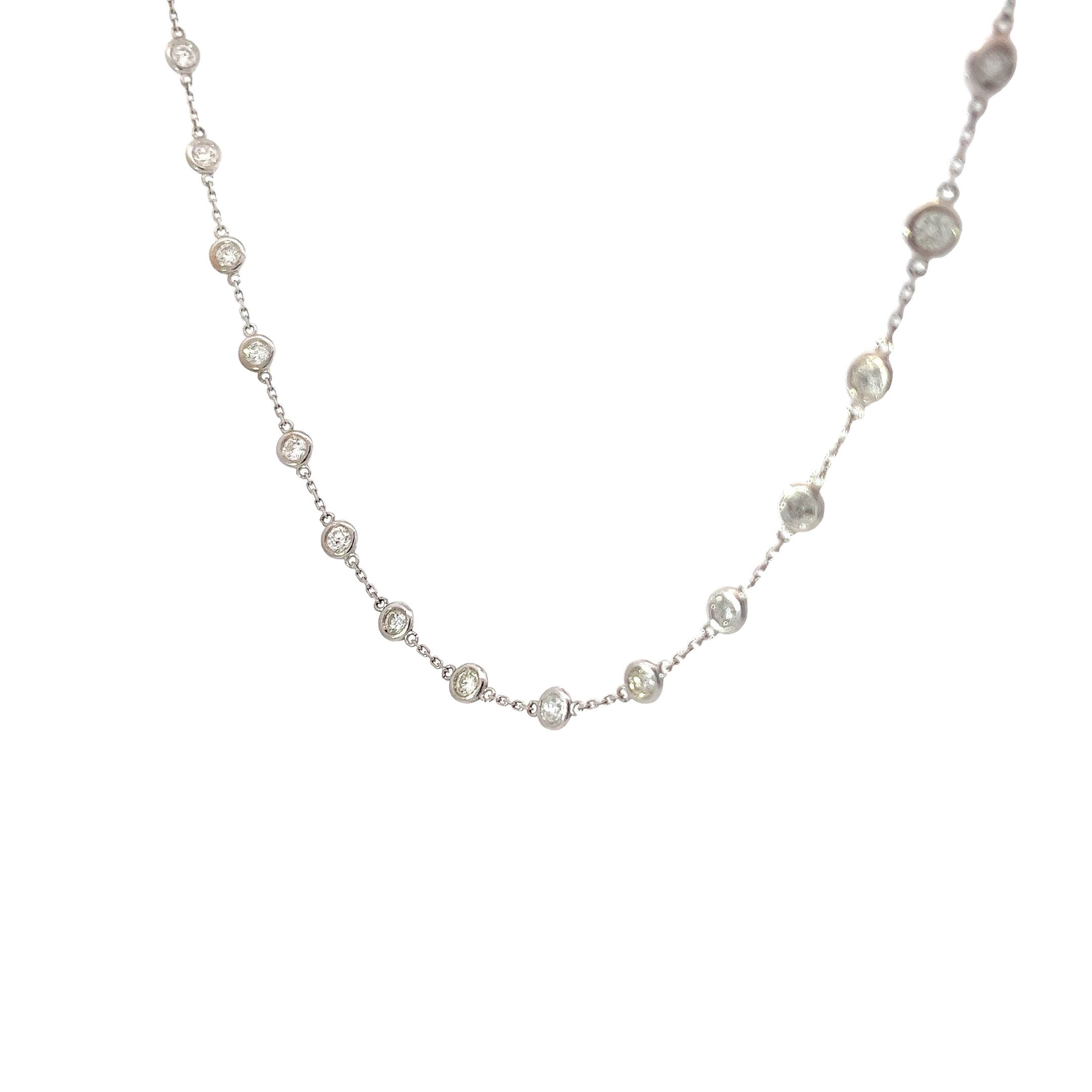 14k White Gold 4.20ct H SI1 Round Diamond by the yard Necklace