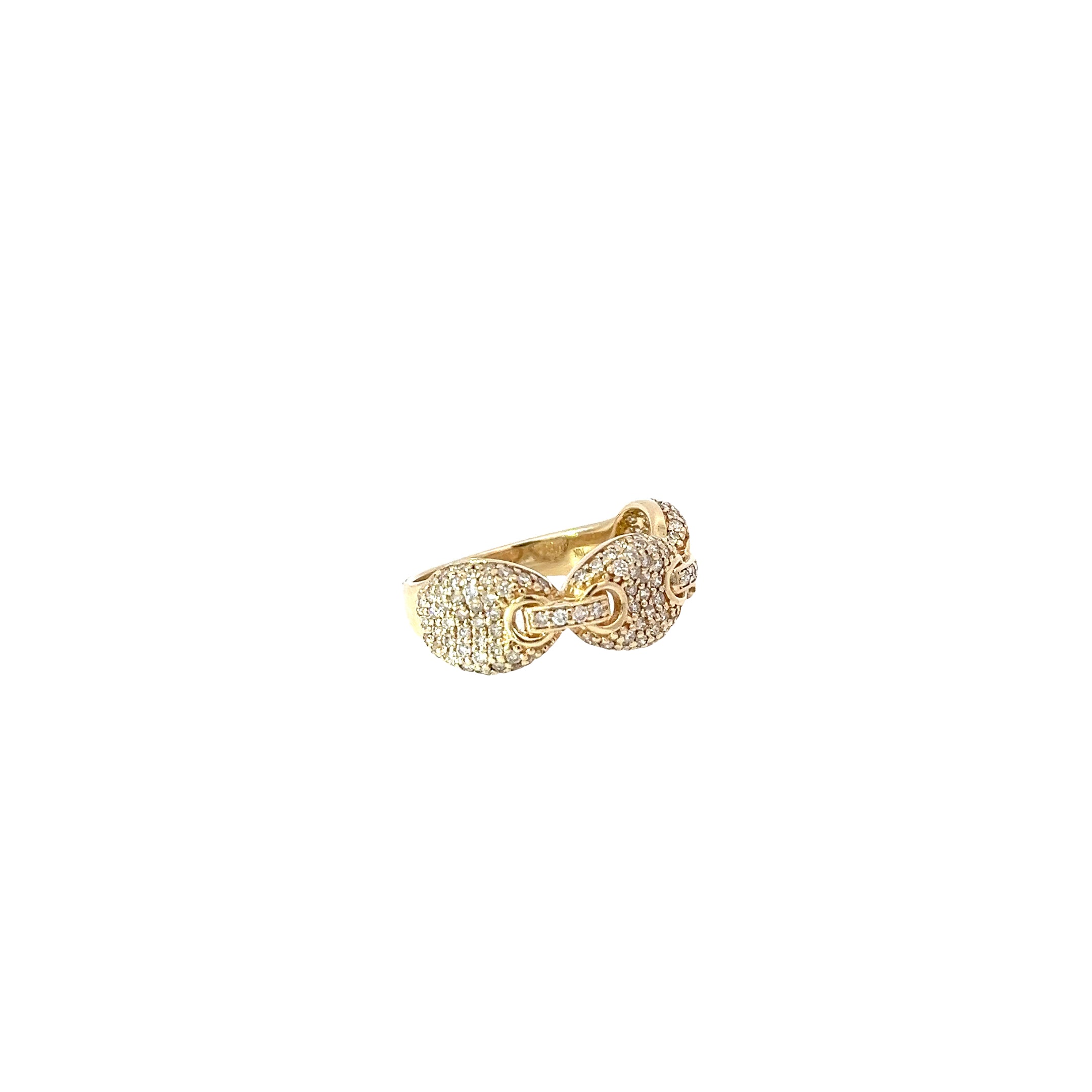 14k Yellow Gold 1.00ct  H SI1 Puffed Pave 3 Gucci Links Ring