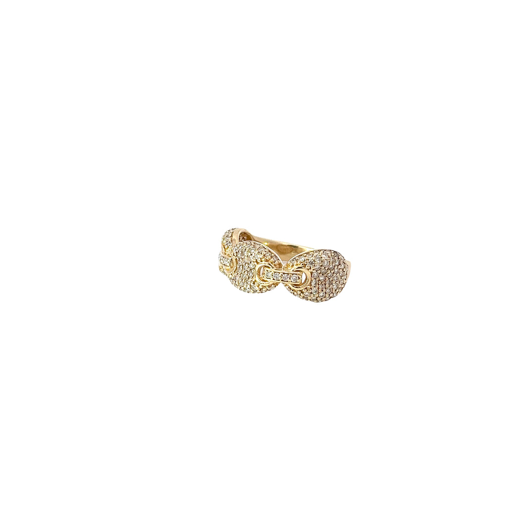 14k Yellow Gold 1.00ct  H SI1 Puffed Pave 3 Gucci Links Ring