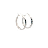 14K WHITE GOLD DIAMOND CUT HOOPS EARRING